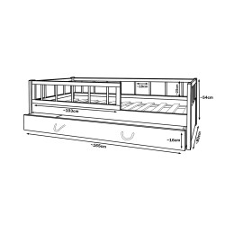 Letto in legno con sponde e cassetto 160x80cm